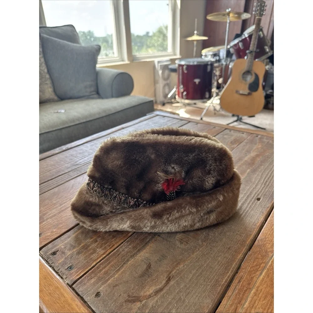 Vintage Faux Fur Winter Hat Brown Men's Large (7 1/2)